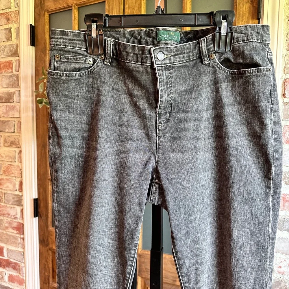 Lauren Ralph Lauren Jeans Women Black Heritage Straight Leg Stretch Denim 16W
